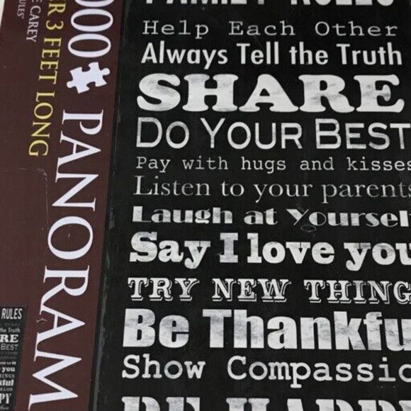 Puzzle Louise Carey Family Rules 1000 Pc Panoramic Jigsaw 13+ Summer Family Fun - Picture 3 of 4